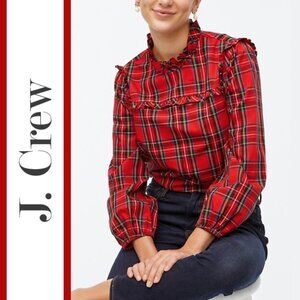 J. Crew | Tartan Plaid Ruffle Detail Blouse Top